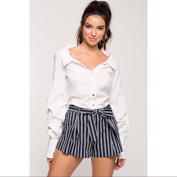 a'gaci Pants - Jealousy Stripe Tie Front Shorts